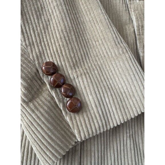 VINTAGE Lands End Mens 40L Tan Corduroy Blazer Sport Coat Jacket Elbow Patches - Picture 4 of 12